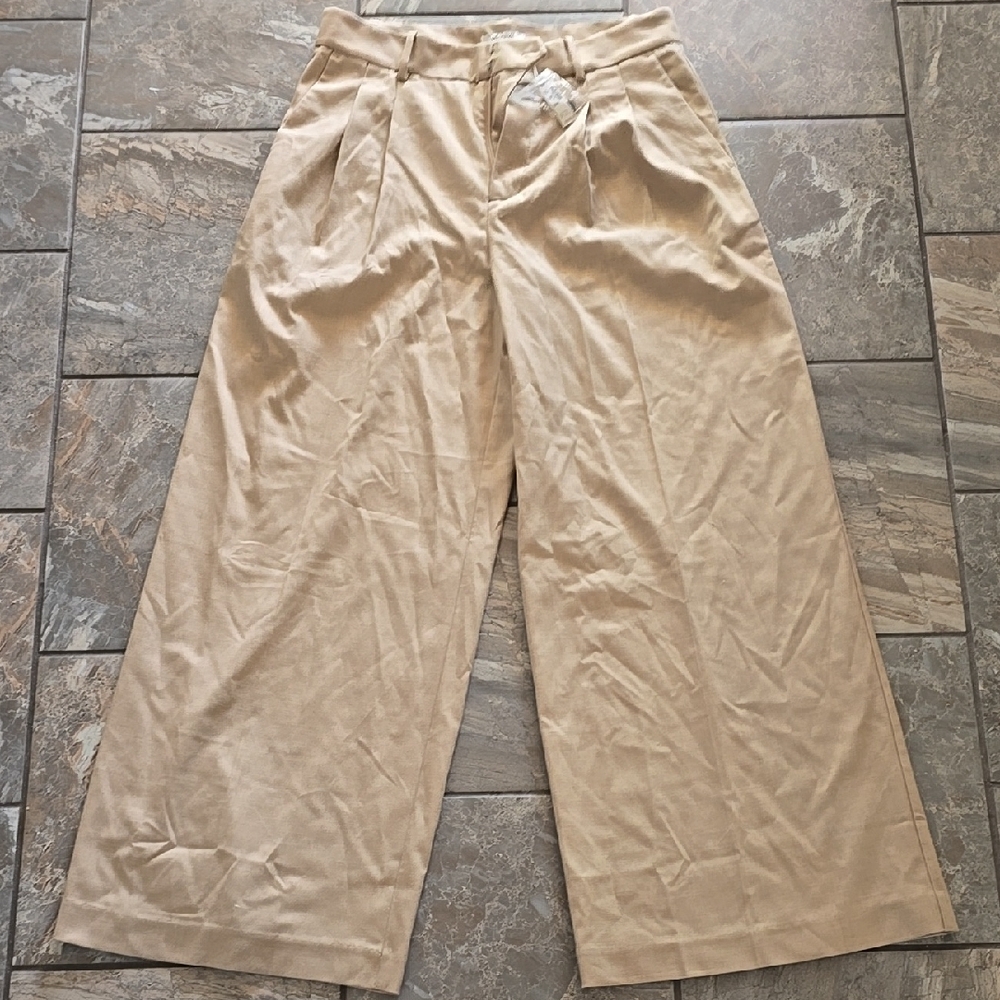 Madewell Tan Wide-Leg Trousers